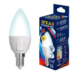LED-C37 7W-4000K-E14-FR-DIM PLP01WH Лампа светодиодная. диммируемая. Форма свеча. матовая. Серия Яркая. Белый свет 4000K. Картон. ТМ Uniel.
