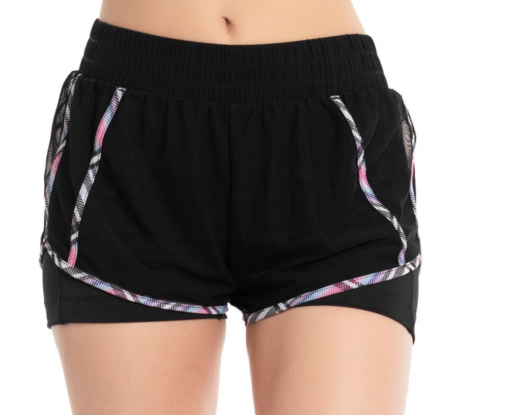Женские теннисные шорты Lucky in Love Prep It Up Borderline Mesh Short - Black
