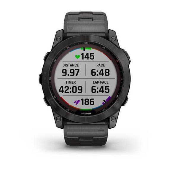 Умные часы Garmin Fenix 7X Sapphire Solar титановый угольно-серый DLC с угольно-серым титановым DLC браслетом