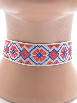 Чокер в славянском стиле красно-синий 2,5 см