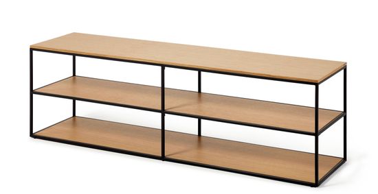 Yoana Тумба под TV из дубового шпона и черного металла 160 x 40 см цвет натуральный