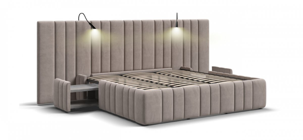 Кровать BOSS INFINITY 180*200 велюр Monolit латте