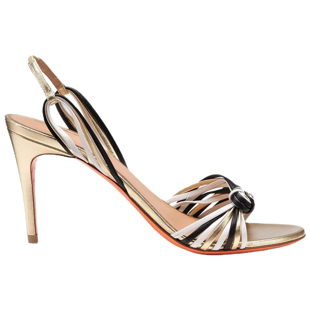 Santoni Leather One Strap Sandals 8.4cm Women"s Gold