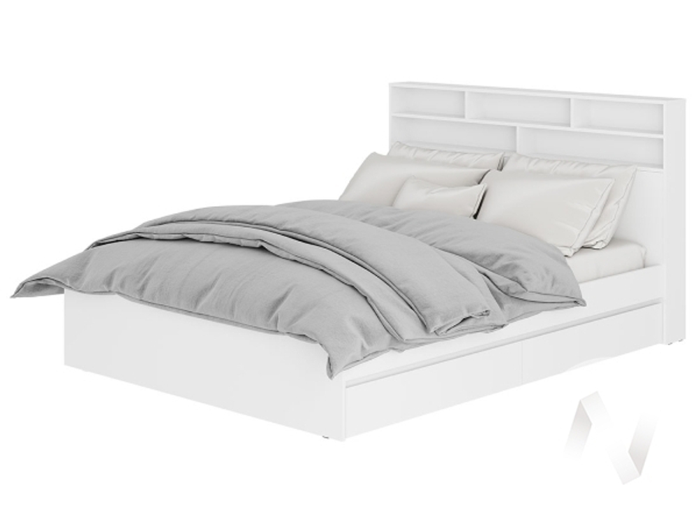 Кровать 1.6 КР-17 МС Симпл с основанием и надстройкой (белый)