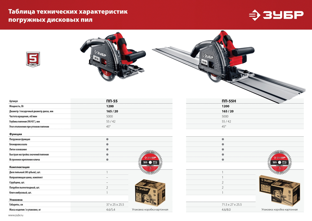 ЗУБР d 165 мм, 1200 Вт, погружная пила с шиной 1.4 м (ПП-55Н)