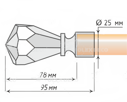 Наконечники "Кристалл" d25 мм, цвет золото глянец