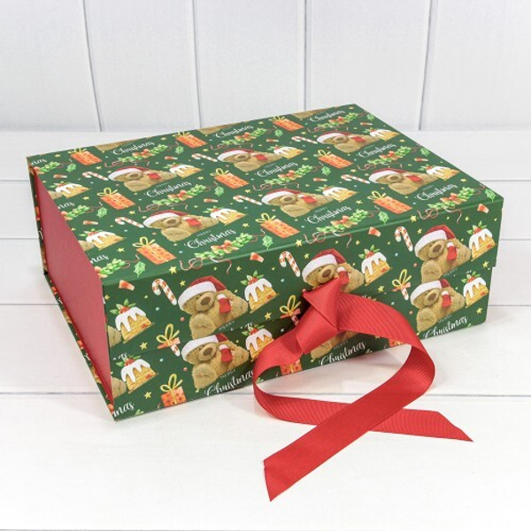 
          Коробка 33 х 25 х 12 см "Новый год" на магнитах Складная (Зеленый)