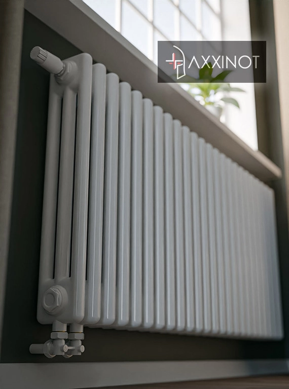 Axxinot Sentir 3090 - трехтрубный трубчатый радиатор высотой 900 мм, нижнее подключение с термовентилем