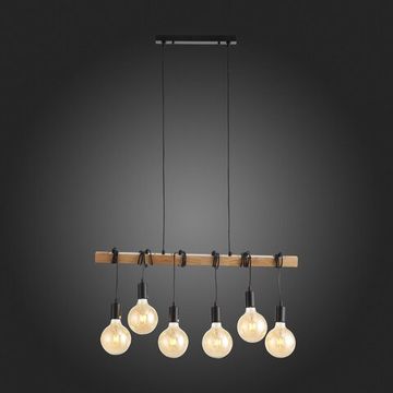 SL1142.403.06 Светильник подвесной Черный, Светлое дерево E27 6*60W BAGETTI