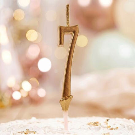 Свеча для торта мини, цифра 7 (золото, 4,5 см)