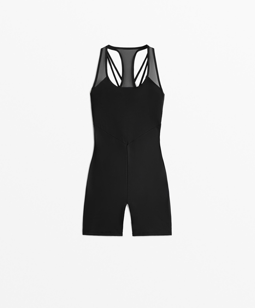 Oysho Короткий комбинезон Comfortlux Mesh, черный