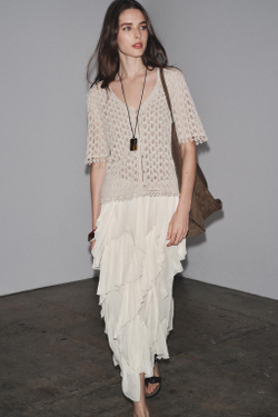 ZARA АЖУРНЫЙ ТРИКОТАЖНЫЙ КАРДИГАН, ЖЕМЧУЖНО-СЕРЫЙ