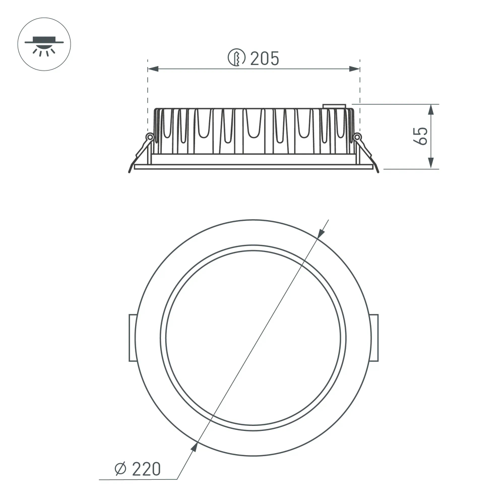 Светильник MS-MIST-BUILT-R220-30W Day4000 (WH, 110 deg, 230V) (Arlight, IP54 Металл, 5 лет) 039064