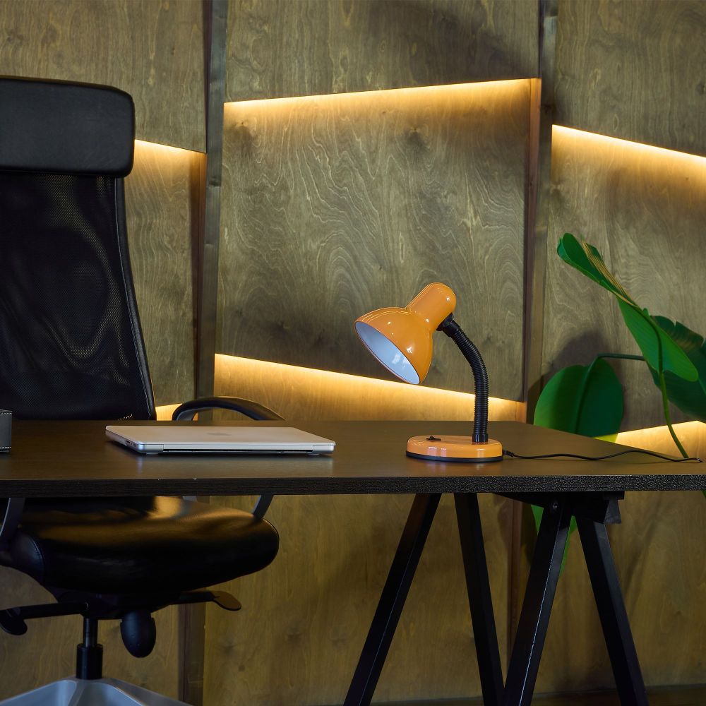 TLI-225 ORANGE E27 Светильник настольный. Цоколь Е27. Механический выключатель. Оранжевый. ТМ Uniel.