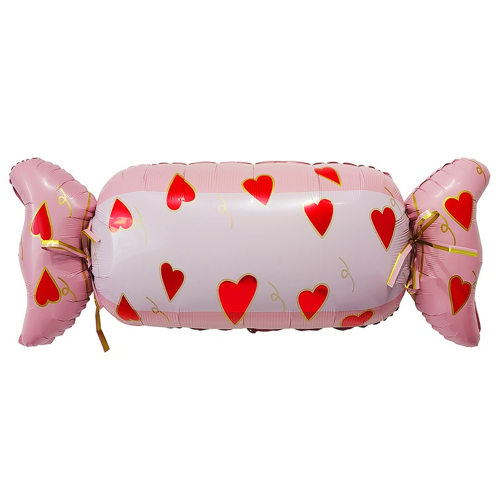 Шар Фольгированный Конфета с сердечками (Розовый)