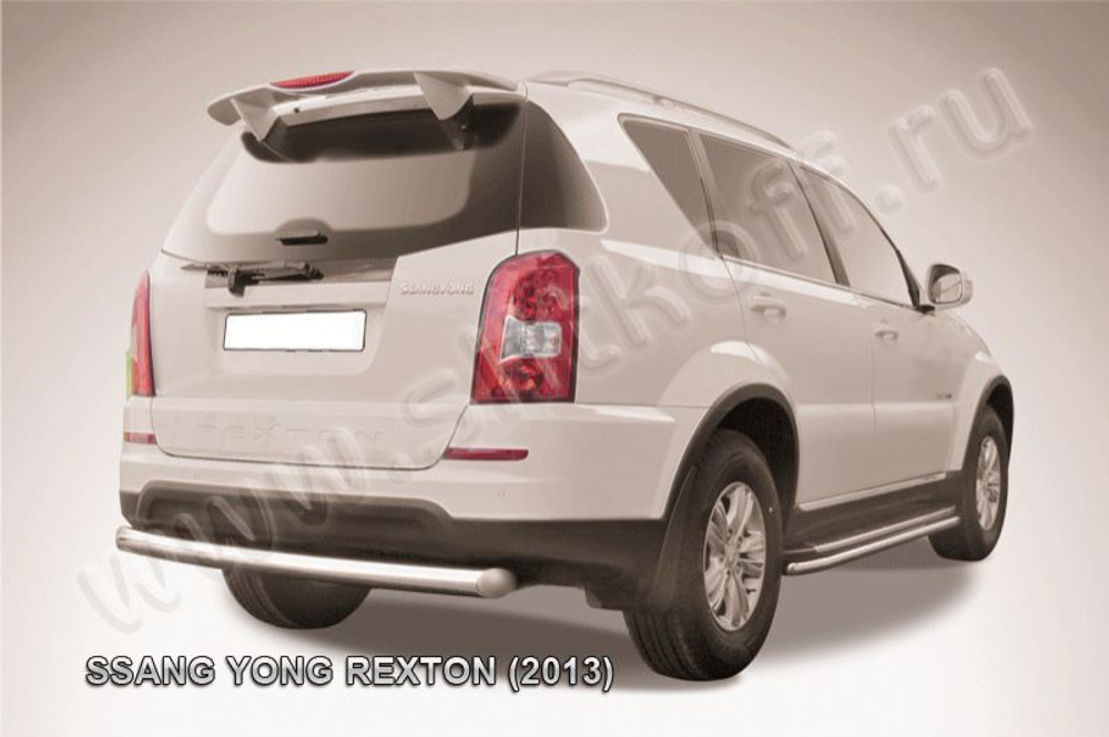 Защита заднего бампера (нержавейка) SsangYong Rexton (2012-2017) d76 радиусная