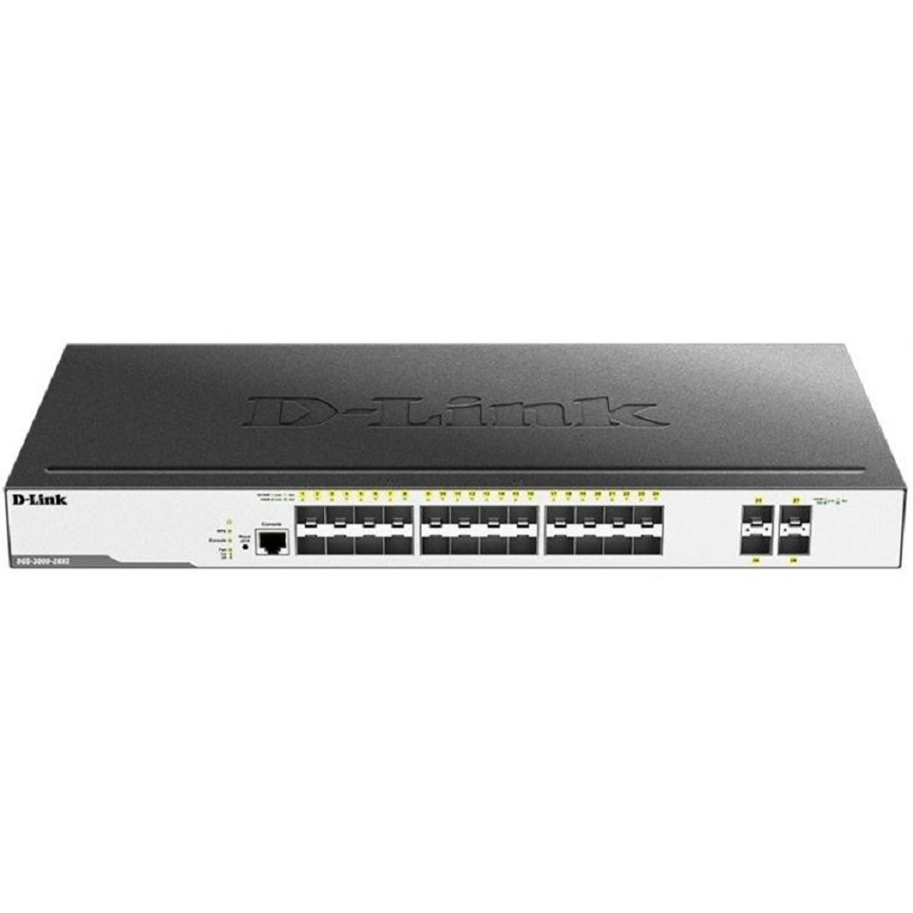 Коммутатор D-Link DGS-3000-28XS / B1A Управляемый L2 коммутатор с 24 портами 1000Base-X SFP и 4 портами 10GBase-X SFP+