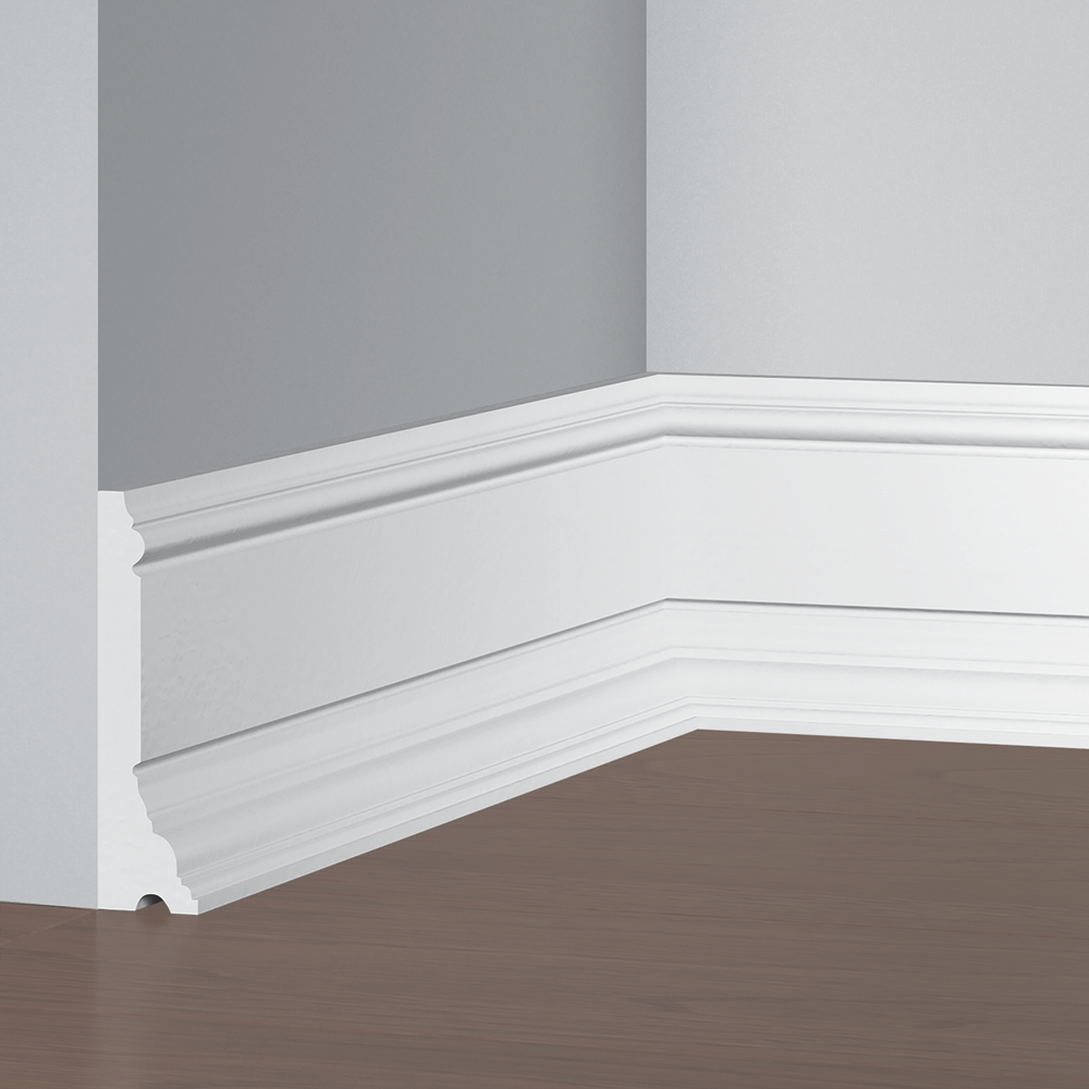 Плинтус напольный дюрополимер под покраску D225DM 110×29×2000 мм DecoMaster