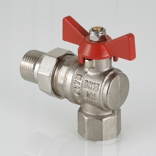 Кран шаровой Valtec Base 1/2" ВР/НР угловой с полусгоном ручка-бабочка (арт. VT.228.N.04)