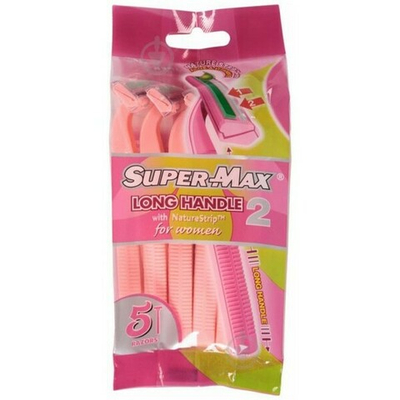 Станки одноразовые Super-Max LONG HANDLE 2 for Women с двойным лезвием 5 шт