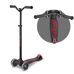 Самокат Maxi Micro Deluxe Pro LED черно-красный