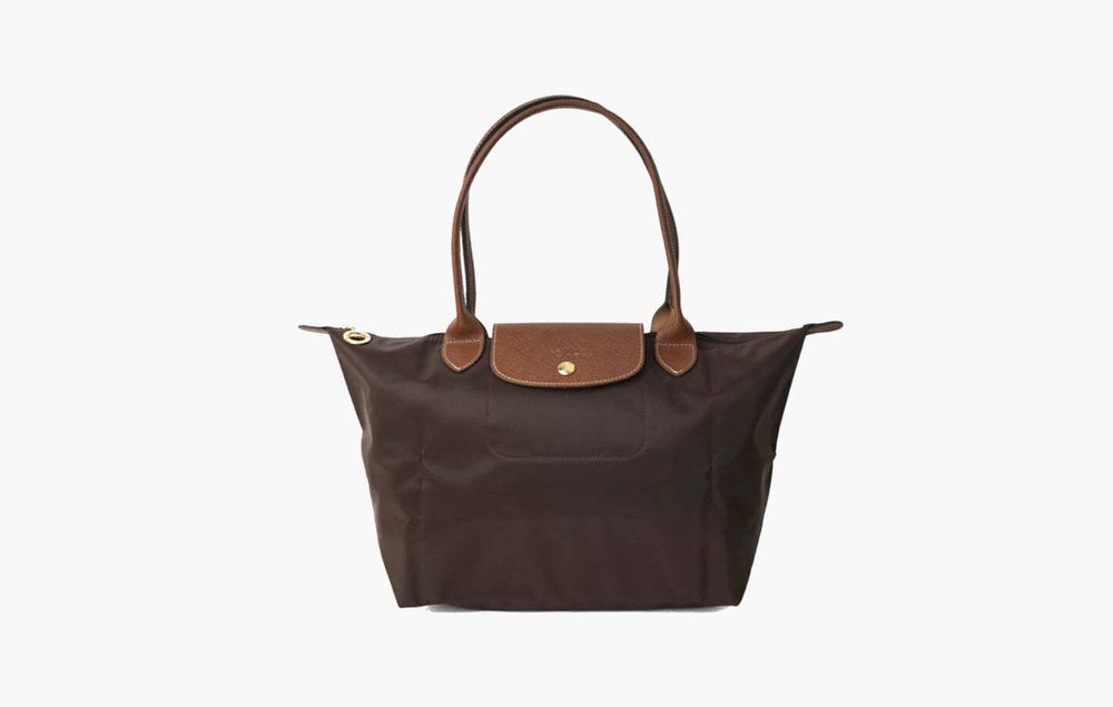 Longchamp Le Pliage Green Recycled Canvas M Tote Bag &quot;Brown / Ebony&quot;
