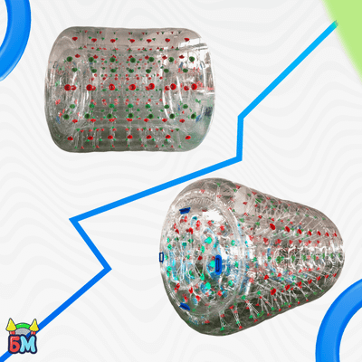 Аттракцион Водный роллер (Гидророллер) «Прозрачный с красно-зелеными держателями» ТПУ, 2.2*2*2 м