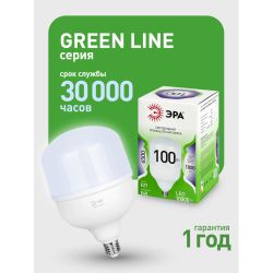 Лампа светодиодная ЭРА GREEN LINE LED POWER T140-100W-865-E27/E40 GL 100Вт колокол холодный свет Е27/Е40 | Лампы cветодиодные