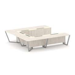 Steel Meet Стол переговорный П-образный KM-PR.B.SP-11P Денвер Светлый/Ваниль Глянец/Металл Серый 320