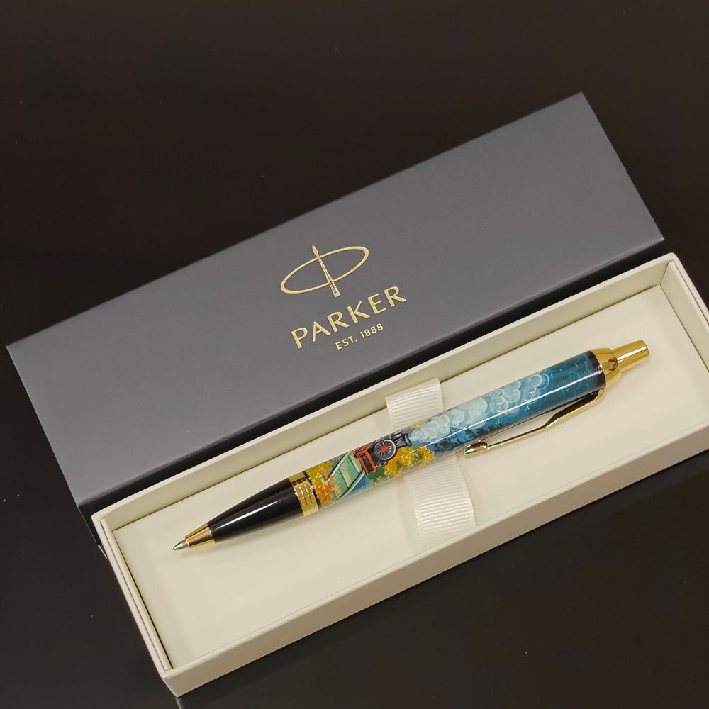 Ручка "Паровоз. Подарок железнодорожнику" с ручной росписью Палех