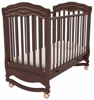 Детская кроватка Гандылян Шарлотта Люкс колесо-качалка с ящиком махагон