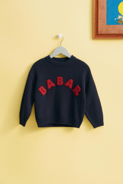 ZARA СВИТЕР С ВЫШИВКОЙ BABAR ™, МОРСКОЙ СИНИЙ