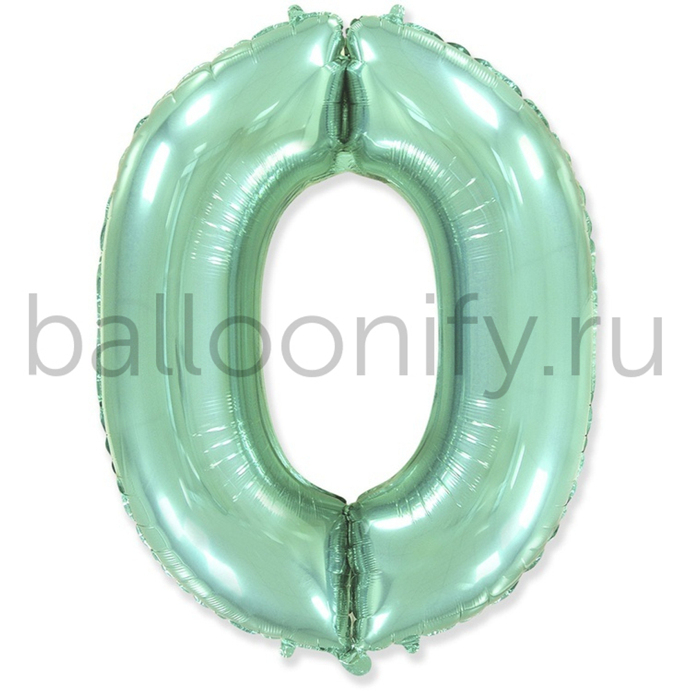 Шар ЦИФРА 0 Пастель Mint 40" 102 см