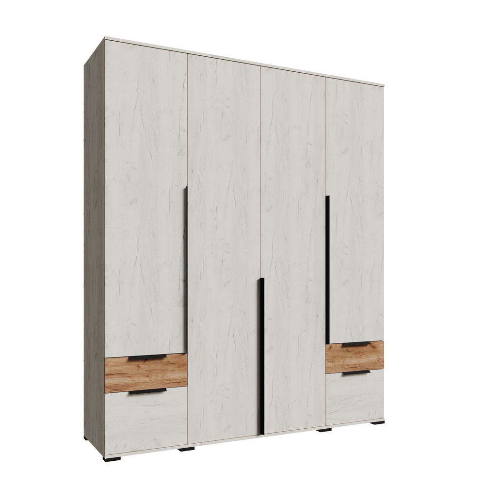 Шкаф-пенал Лилль с полками и штангой дуб крафт белый/дуб крафт табачный