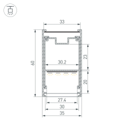 Профиль LINE-3560-BENT-SIDE-2000 ANOD (Arlight, Алюминий) 062978