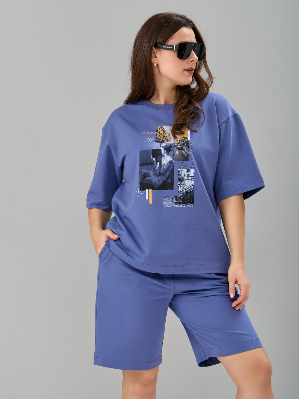 Костюм с шортами КНф-101П/сиреневый