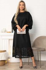 Юбка с кружевом Элегия (черная) Ю14913-10М LT Collection