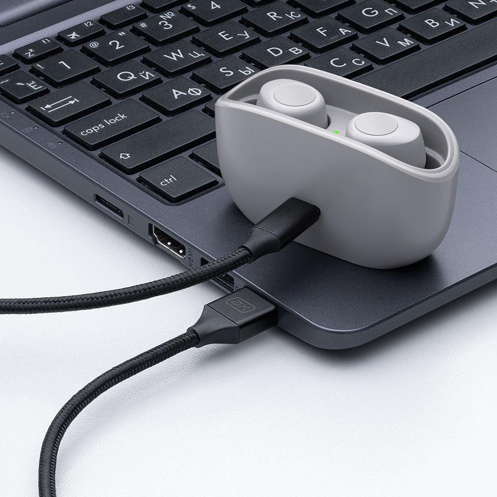 Дата-кабель USB - micro USB, 2А, 2м, нейлон, черный