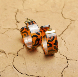 Серьги Nature Bijoux, Jaguar, полукольца из рога, с принтом, NB25.2-12-90446 (коричневый)