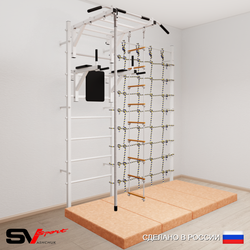 Шведская стенка Sv Sport усиленная 64540 (Турник рукоход/Брусья/Канат/Лестница/Мат 2м/Канатный лаз)