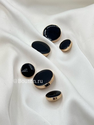 Пуговицы золотистые плоские с черной эмалью скидка