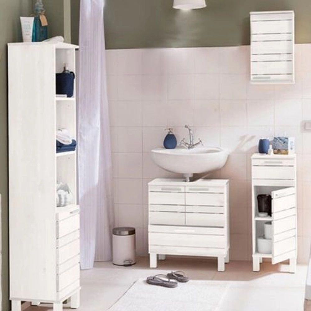 Шкаф для одежды 30х30х180, Джосси, распашной для одежды, для ванной комнаты деревянный, белый, Dipriz