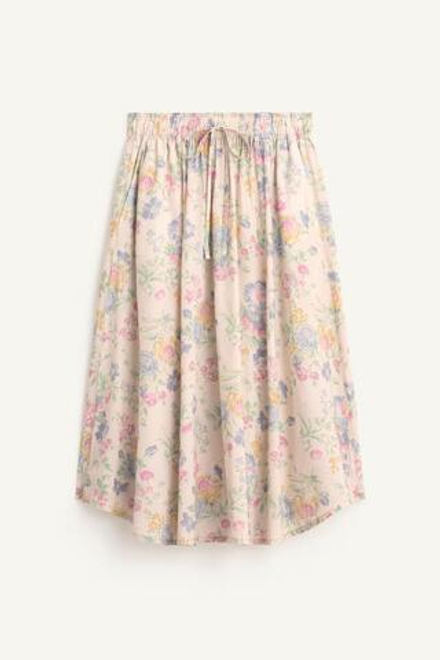 ZARA ЮБКА МИДИ ИЗ 100% ХЛОПКА С ПРИНТОМ, ЭКРЮ