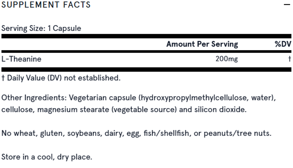 Theanine 200 мг 60 капсул Jarrow Formulas