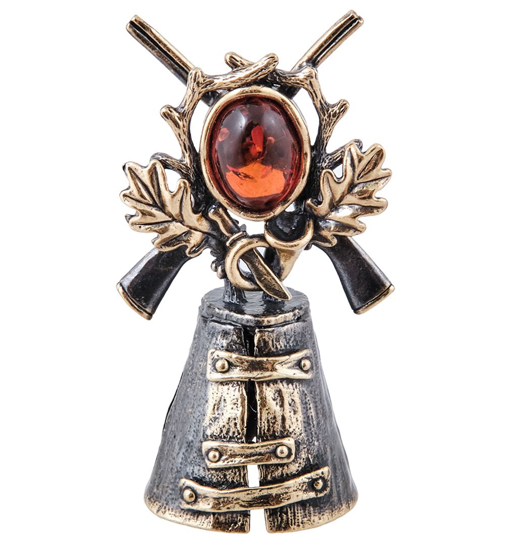 AM-3951 Колокольчик «Охотника» (латунь, янтарь)