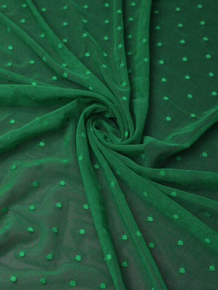 Сетка эластичная зелёная в горошек 5 мм метражом