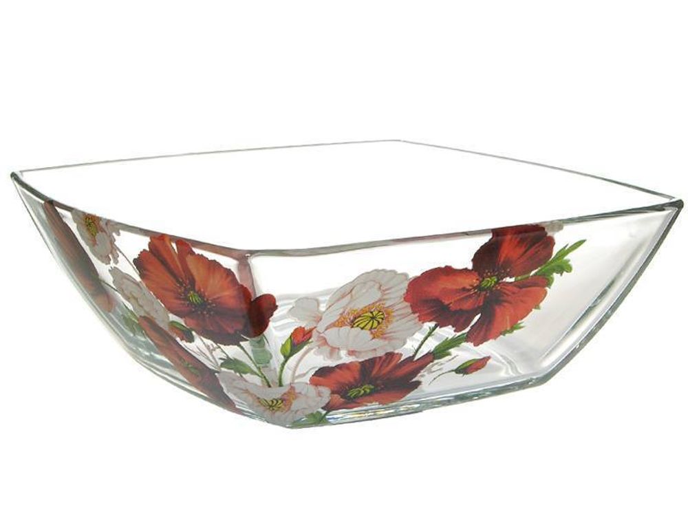 Салатник 16см квадратный Маки, Тюльпаны