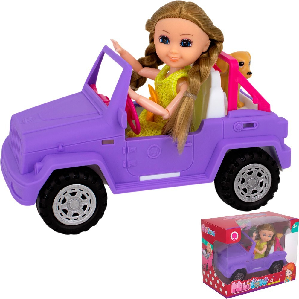 Кукла 55869 в машине с питомцем в кор.