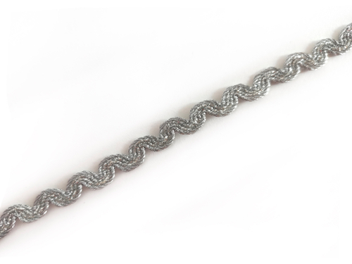 Тесьма металлизированная "Змейка" 0,8см серебро