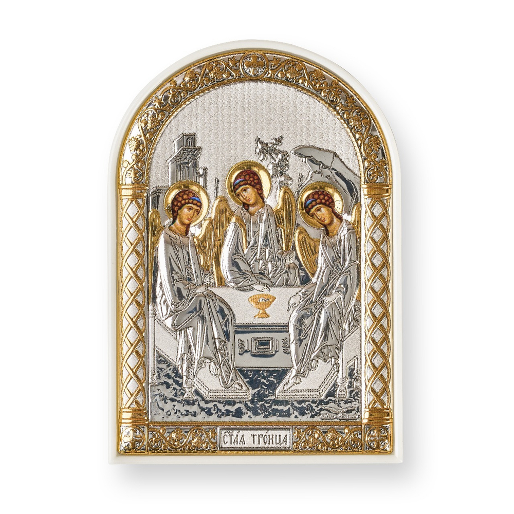 Св. Троица, икона арочная, пластик белый 80х115